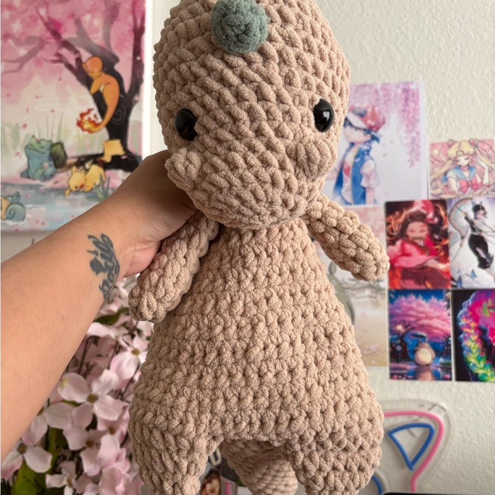 Adorable Tan Stuffed Dinosaur Toy